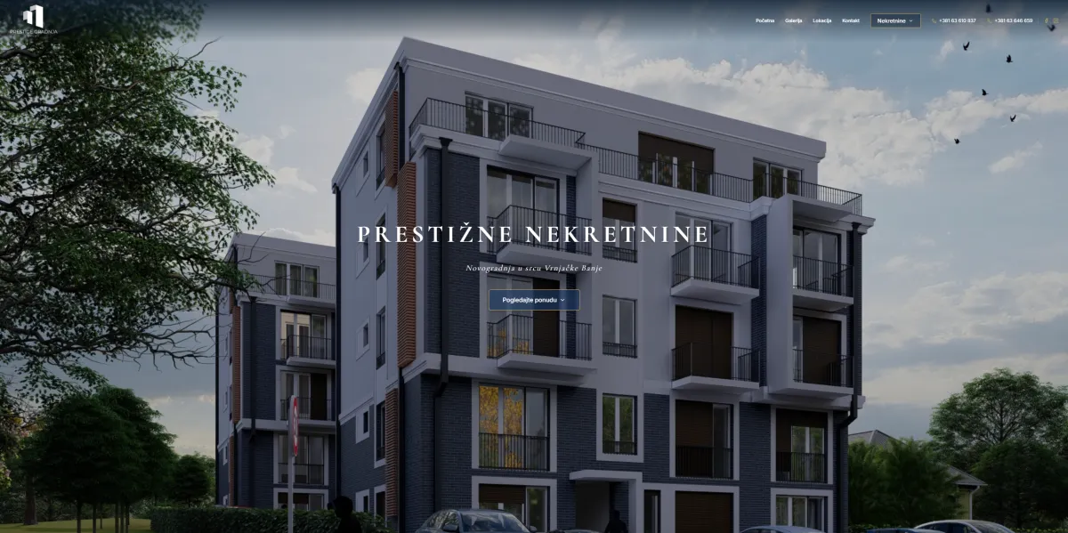 Primer sajta koji je izradio AiSajt — Prestige Gradnja
